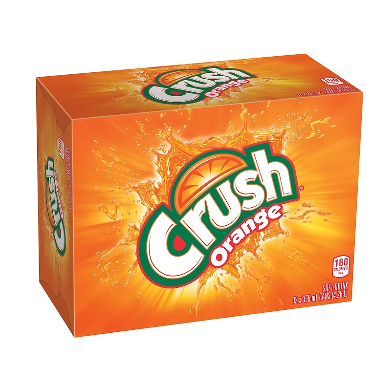 Crush Orange Soft Drink 12 x 355 mL, Cans, 12x355mL
