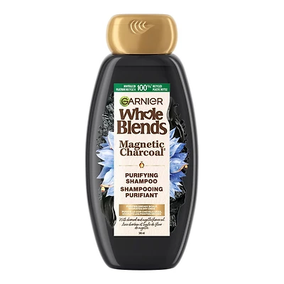 Garnier Whole Blends Magnetic Charcoal Purifying Shampoo for Greasy Scalp, Hydrates Dry Ends for Up to 48-Hours, with Charcoal - 346ml, Purifies greasy scalp