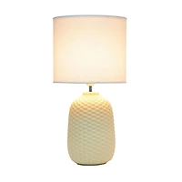 Simple Designs 20.4" Tall Traditional Ceramic Purled Texture Bedside Table Desk Lamp with Fabric Drum Shade for Home Decor, Bedroom, Living Room, Entryway, Office