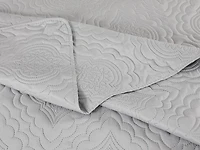 Marina Decoration Solid Embossed Pinsonic Coverlet Bedspread Bedding Ultra Soft Summer Quilt Set with Shams, Silver Color