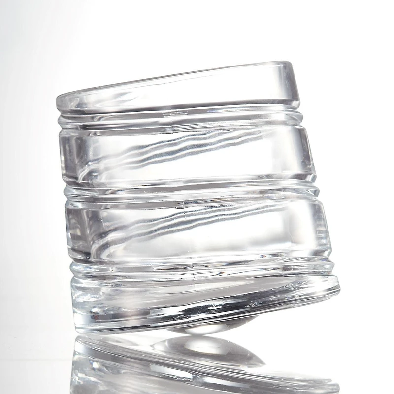 Pirouette Spirale Verre à Whisky Old Fashion avec Dessous de Verre en Bambou 300ml Ensemble de 4