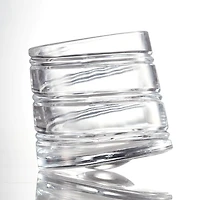 Pirouette Spirale Verre à Whisky Old Fashion avec Dessous de Verre en Bambou 300ml Ensemble de 4