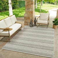 Tapis d'interieur exterieur abstrait Rug Branch Hogar, gris beige, moderne - Salon, chambre, salle a manger et cuisine