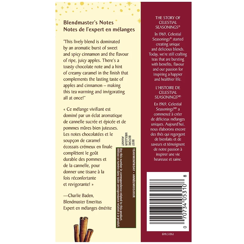 Celestial Seasonings pomme-cannelle épices tisane sans caféine, 20 sachets