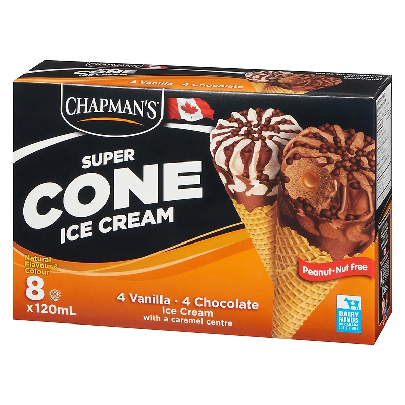 Chapman's Super Caramel Centre Ice Cream Cone in a Box, 8 x 120mL