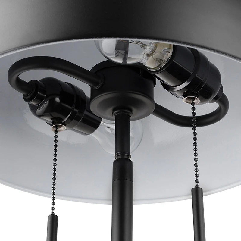 Lampe de bureau en métal de 18 po à pince de fixation et à deux ampoules Luna par Globe Electric, noir mat, abat-jour champignon, double interrupteur à chainette, 52883