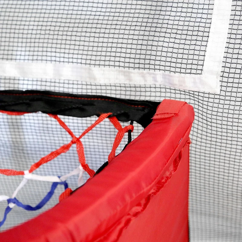 SKYWALKER TRAMPOLINES Double fixation de jeu de basket-ball pour trampolines extérieurs ronds de 15 pieds, matériaux souples pour une plongée en toute sécurité