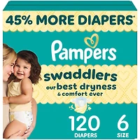 Couches Pampers Swaddlers, absorbantes, gardent bébé au sec et confortable, couche jetable pour bébé sans danger pour la peau, taille 6 (10,4 à [23 à 44 lb])