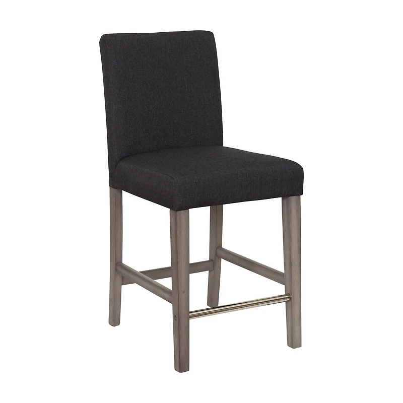 CorLiving Laura Fabric Upholstered Indoor Counter Height Bar Stools with High Backs, Dark Grey