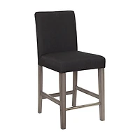 CorLiving Laura Fabric Upholstered Indoor Counter Height Bar Stools with High Backs, Dark Grey