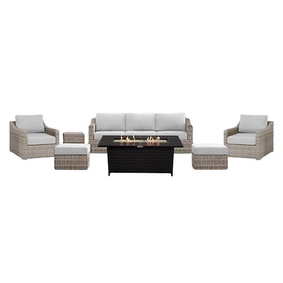 Maple Grove 7-Piece Conversation Set with Fire Table in Ash Grey