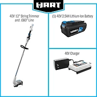 HART 40-Volt Cordless 12-inch String Trimmer Kit (1) 2.5Ah 40V Lithium-Ion Battery