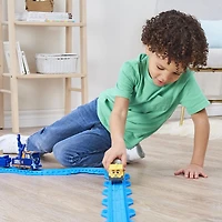 Mighty Express, Petit train Push and Go Brock le bâtisseur avec wagon de cargaison, jouets pour enfants à partir de 3 ans