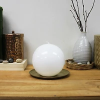 Bougie en forme de boule blanche haute brillance, non parfumée 4"Dia x 4”H