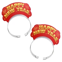 Serre-tête diadème rouge du Nouvel An avec inscription « Bonne année », 2 pièces, décorations festives, une façon originale de célébrer avec style, adulte