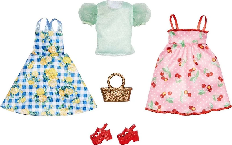 Vêtements Barbie, mode et accessoires sur le thème du pique-nique 2-pack pour poupées Barbie