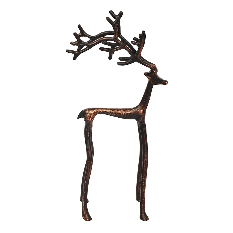 Renne en métal moulé avec finition brun brossé, 15,25", par Fraiche