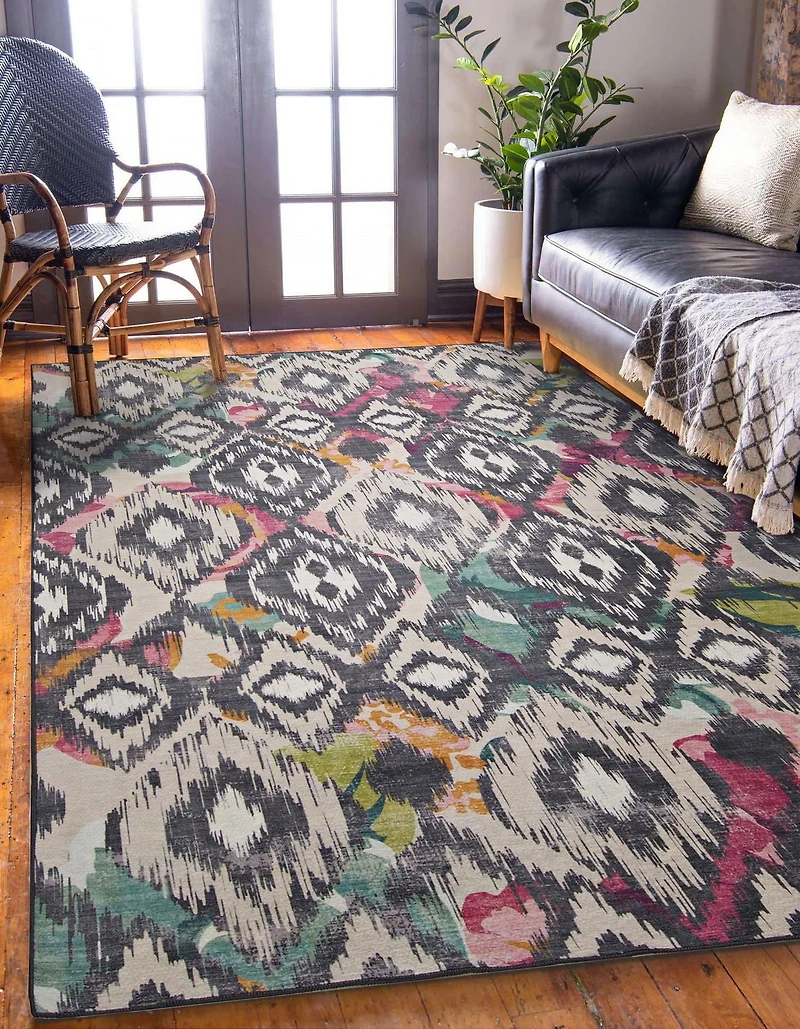 Tapis d'extérieur lavable Grayton ivoire & anthracite 5 pi x7 pi