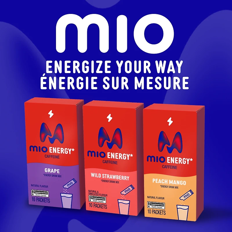 Mio Energy Peach Mango Energy Drink Mix, 2.4 G Packets, 10 Ct Box, Powders, 10pk