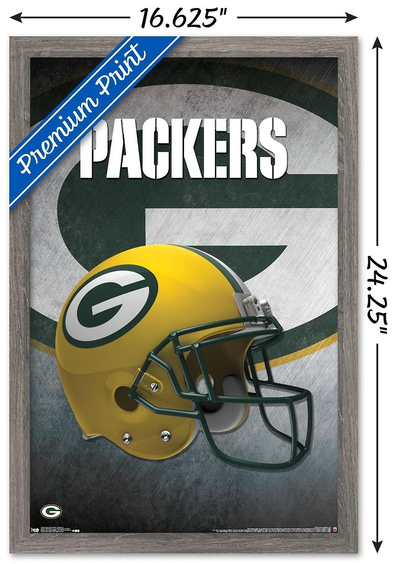 NFL Green Bay Packers - Helmet 16 Wall Poster, 22.375" x 34" Framed