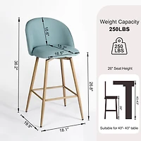 Lot de 4 tabourets de bar modernes Homy Casa, pivotants à 360°, siège rembourré confortable, tissu élégant et pieds en chêne, bleu
