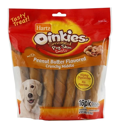 Hartz Oinkies Peanut Butter Pig Skin Twists™ Dog Treats