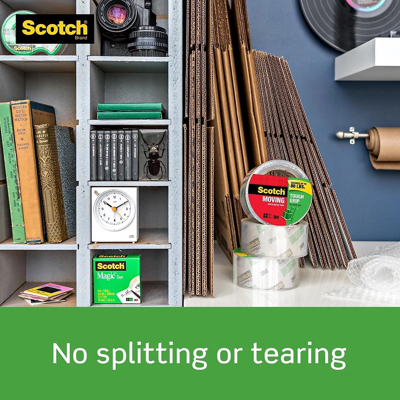 Scotch® Tough Grip Moving Packaging Tape 3500-RD-ESF, 1.88 in x 54.6 yd (48 mm x 50 m), 1 Roll/Pack