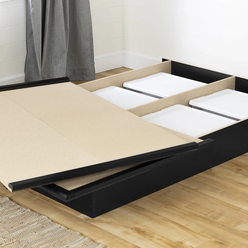 Lit plateforme Queen, fini Noir solide, collection Step One de Meubles South Shore