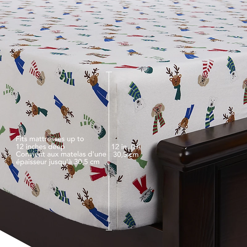 Holiday Time 3-Piece Holiday Friends Flannel Sheet Set, Twin