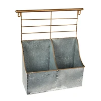 Truu Design, Farmhouse Modern, Galvanized Metal Storage with Two Compartments