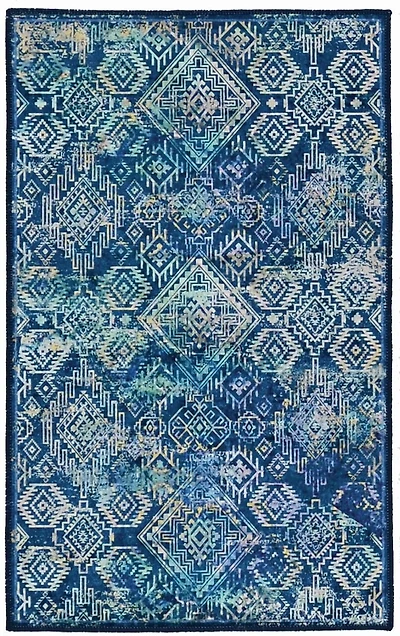 Tapis Emerald Canton bleu & ivoire de 6 pi 7 po x 9 pi 7 po