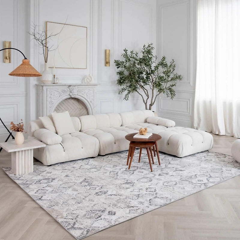 Tapis d'interieur Rug Branch Atlas Fractal, beige gris, moderne - Salon, chambre, salle a manger et cuisine