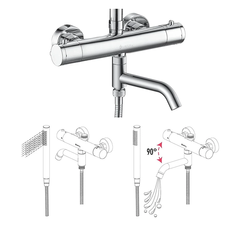 The akuaplus® round Bathtub Spout or shower 1/2 in. female 2-way.