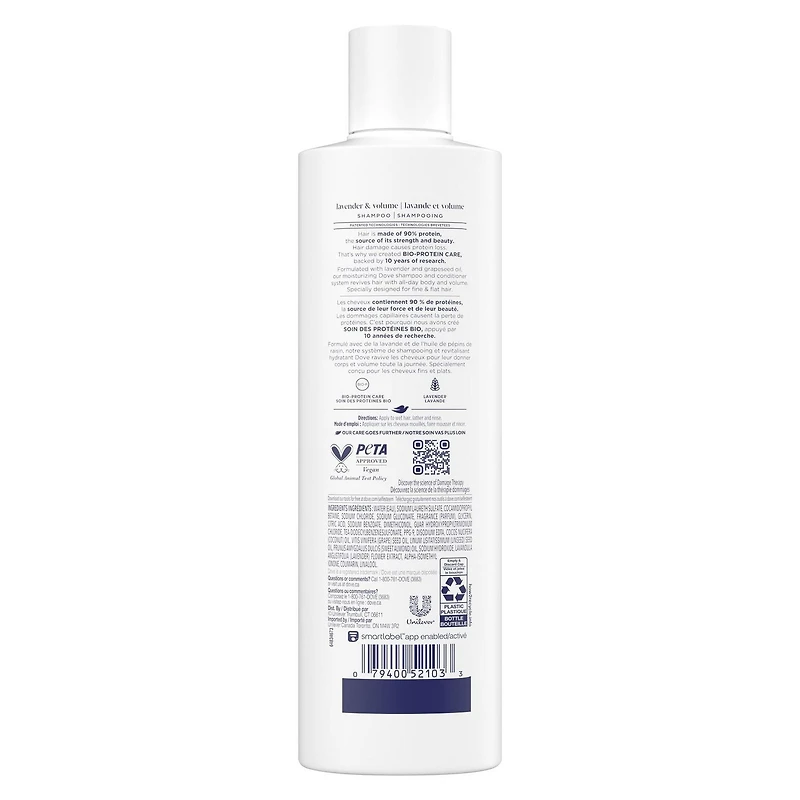 Dove Lavender & Volume Shampoo for Fine and Flat Hair, with Liquid Bio-Protein Care 355mL, 355 ML