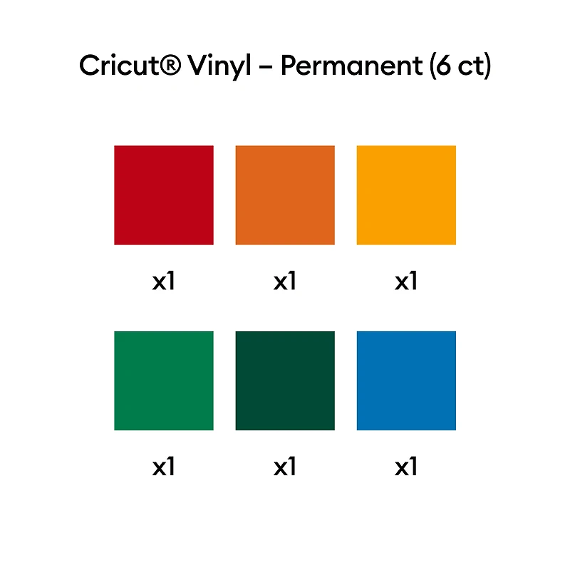 Cricut® Vinyl – Permanent, Brights Sampler (6 ct)