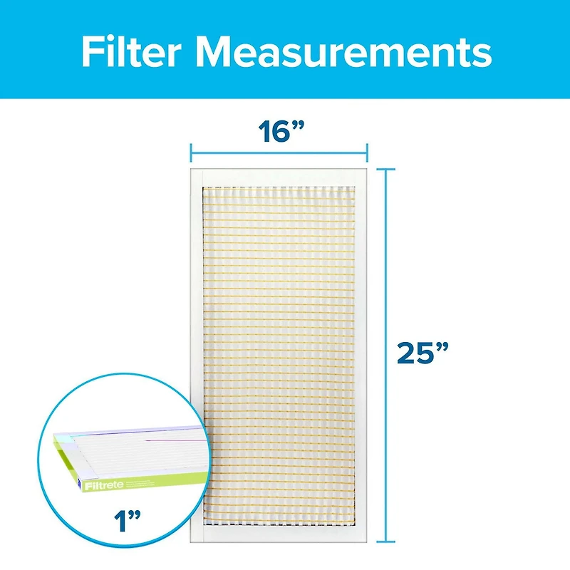 Filtrete™ Clean Living Dust Reduction Filter, MPR 600, 16 in x 25 in x 1 in