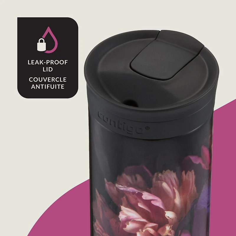 Tasse de voyage isotherme Contigo Huron 2.0, acier inoxydable, 591 mL (20 oz), couvercle SNAPSEAL, couleurs variées paquet de 3