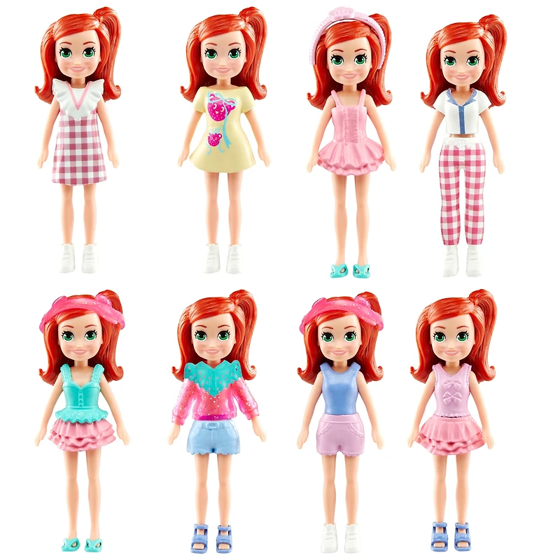 Polly Pocket Medium Fashion Pack, Travel Toy with Doll and Clothing Accessories, Strawberry Garden Theme