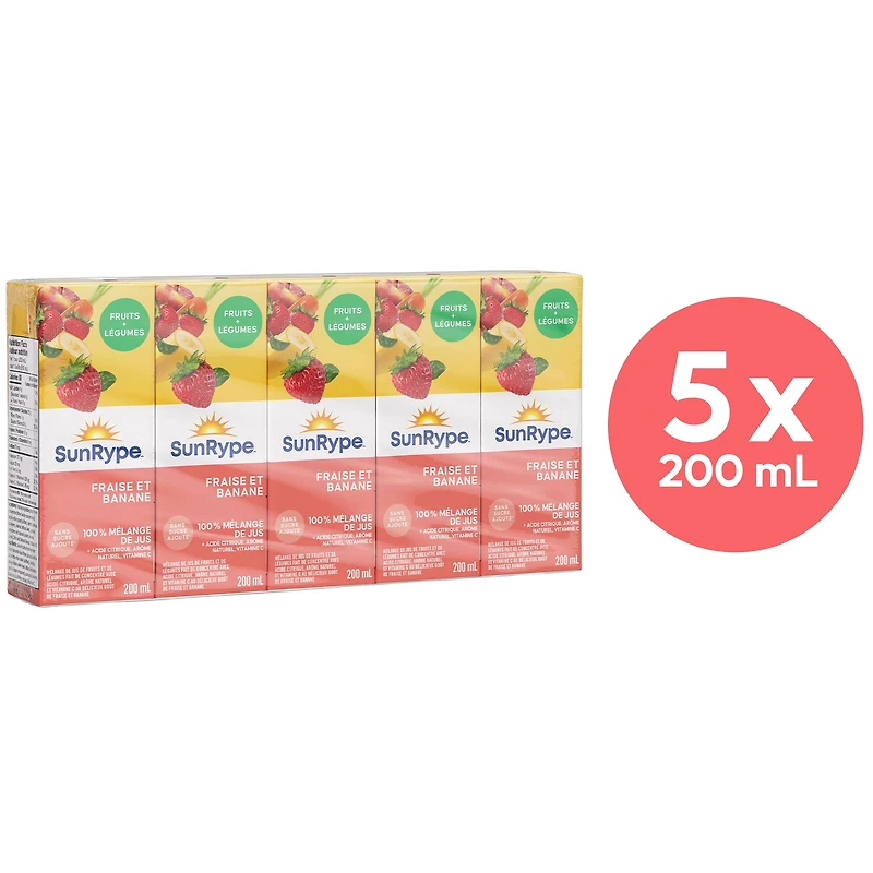 SunRype Strawberry Banana Juice Boxes 5 x 200 ml