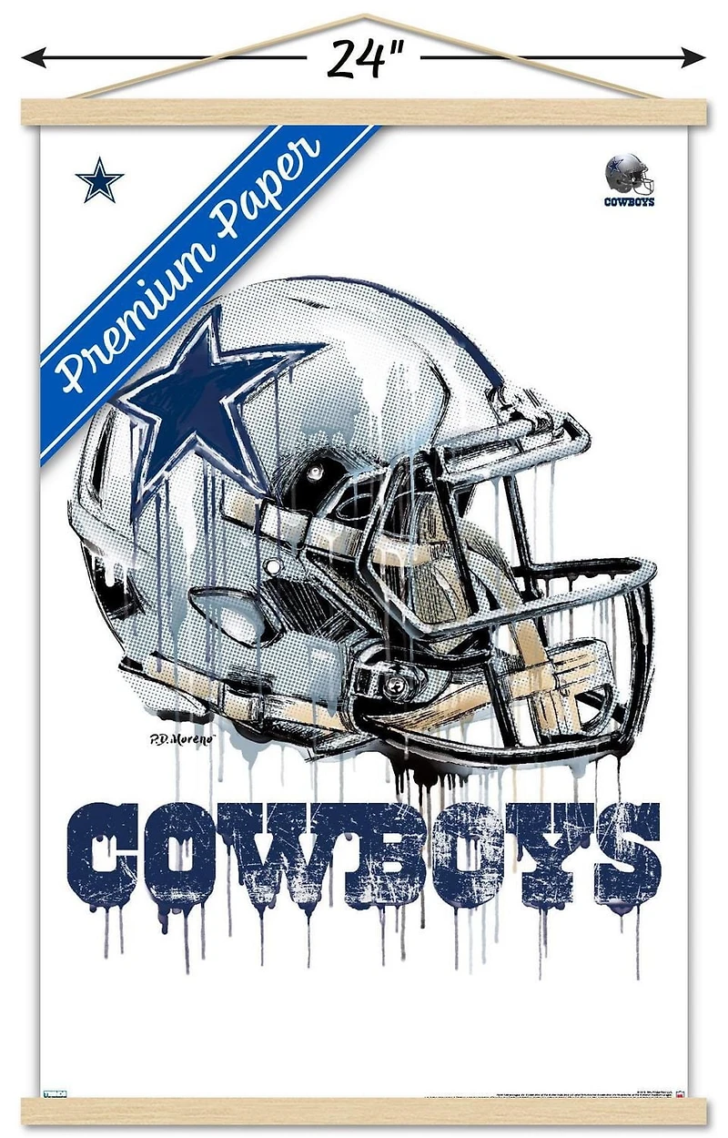 NFL Dallas Cowboys - Drip Helmet 20 Wall Poster, 22.375" x 34" Framed
