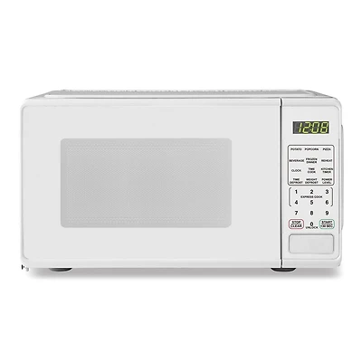 Mainstays 0.7 Cu ft Countertop Microwave Oven, 700 Watts， White, Child Safety Lock