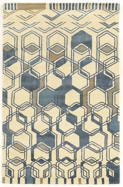 Tapis d'appoint en Laine Aspire Triangle ivoire et gris de 2 pi x 3 pi