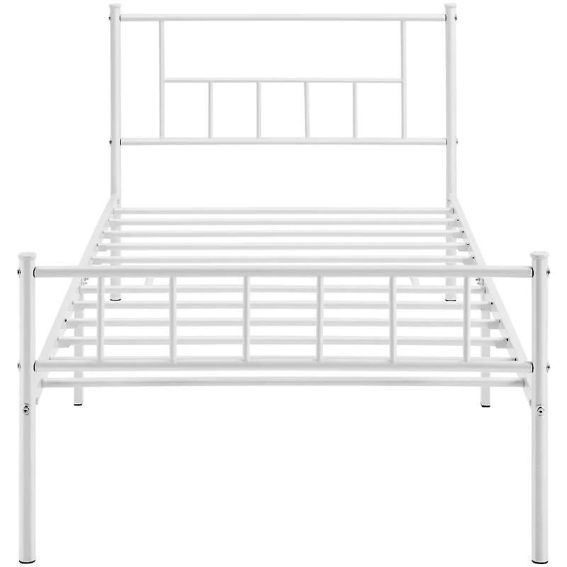 Fullfurnique Metal Platform Bed Frame with Headboard and Footboard, Twin, White