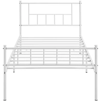 Fullfurnique Metal Platform Bed Frame with Headboard and Footboard, Twin, White