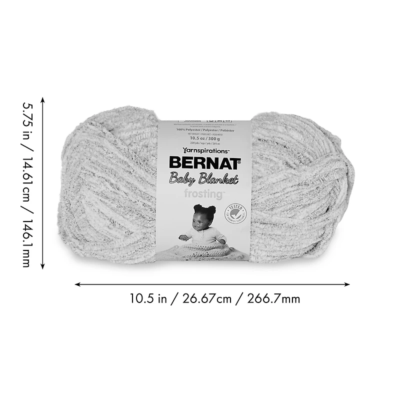 Bernat® Baby Blanket Frosting™ #6 Super Bulky Polyester Yarn, 10.5oz/300g 220 Yards, BABY BLANKET FROSTING BB YARN
