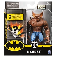 BATMAN, Figurine articulée MANBAT de 10 cm avec 3 accessoires mystère, Mission 1