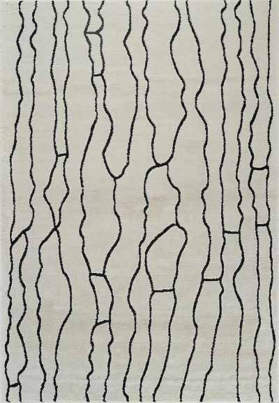 Rug Branch Domus Abstract Indoor Area Rug, Cream Black, Modern - Living Room, Bedroom, Dining Room, and Kitchen