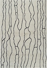 Rug Branch Domus Abstract Indoor Area Rug, Cream Black, Modern - Living Room, Bedroom, Dining Room, and Kitchen