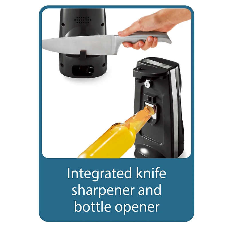 Mainstays Can Opener and Knife Sharpener, Bottle Opener with Removable Cutting Lever,with Stainless steel blade,Black, Mainstays Can Opener and Knife Sharpener, Bottle Opener with Removable Cutting Lever Black