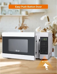 COMMERCIAL CHEF 0.9 Cu Ft Microwave with 10 Power Levels, Push Button and Child Lock, 900 Watt Microwave with Digital Controls, Countertop Microwave with Timer and Quick-Touch Menu, White